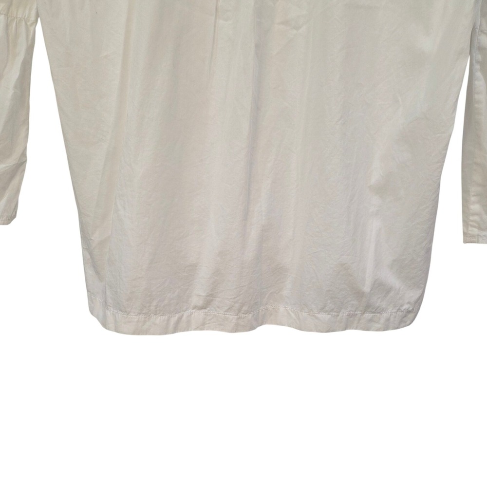 LOFT Womens White Cotton Softened Shirt M Bell Sleeve‎ V-Neck Tunic Blouse Boho - Picture 9 of 16